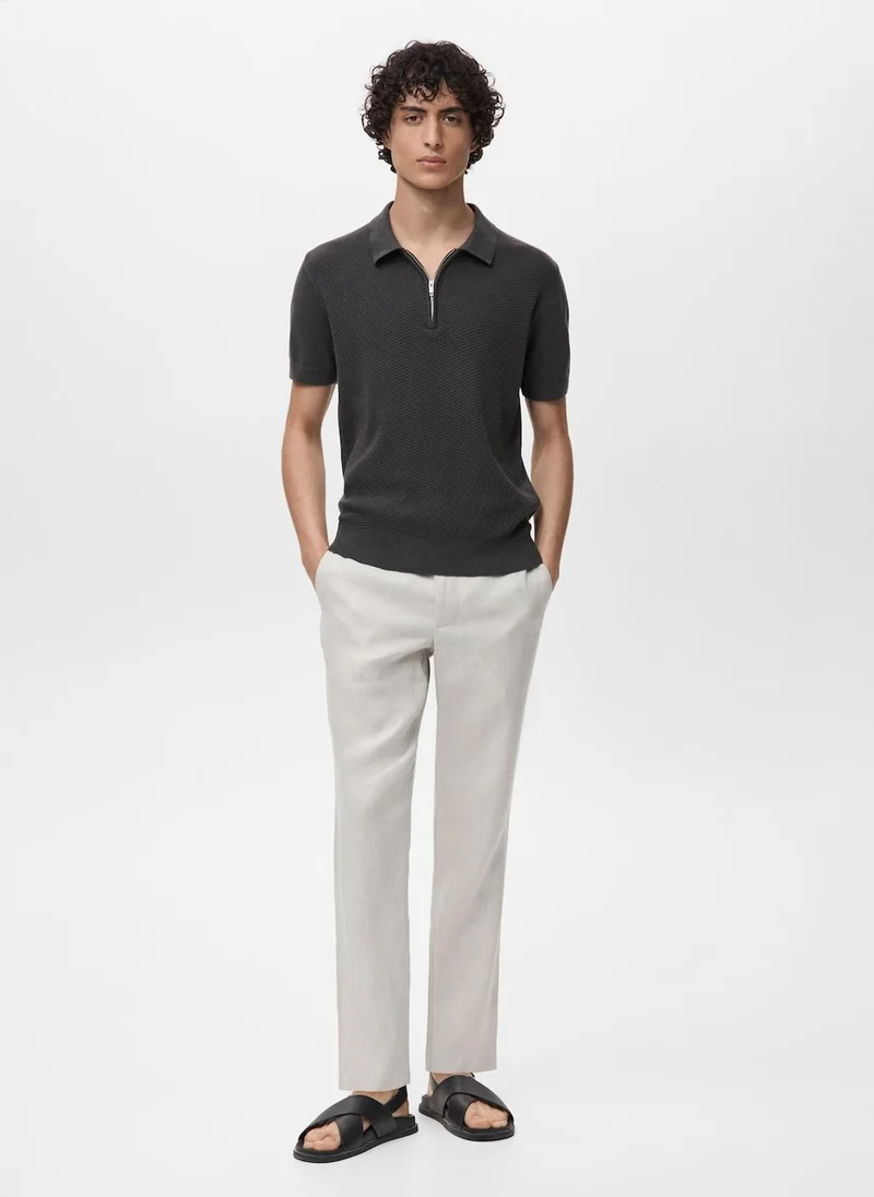مانجو مان Openwork Knitted Polo Shirt