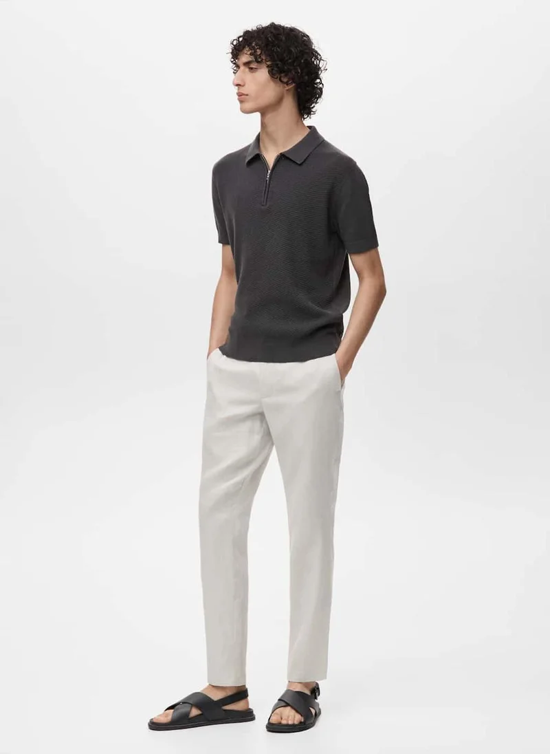 مانجو مان Openwork Knitted Polo Shirt