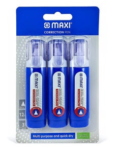 Maxi MAXI CORRECTION PEN METAL TIP 12 ML 3 PC IN A BLISTER CARD PACK OF 2  - Image 2
