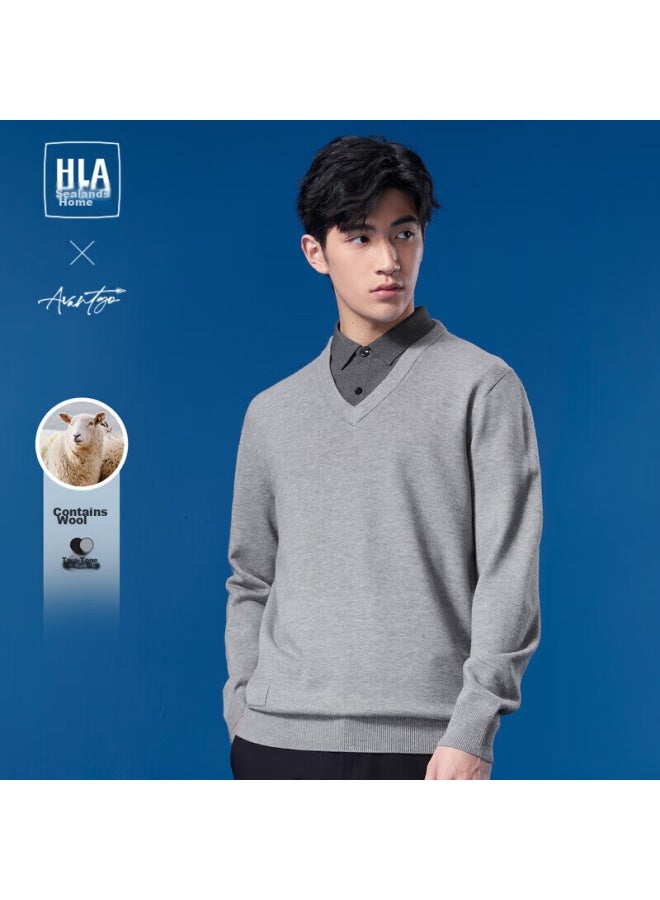 HLA Hla Men's Long Sleeve Knitted Sweater With Wool Blend Business Casual Fashion Series  - Image 5