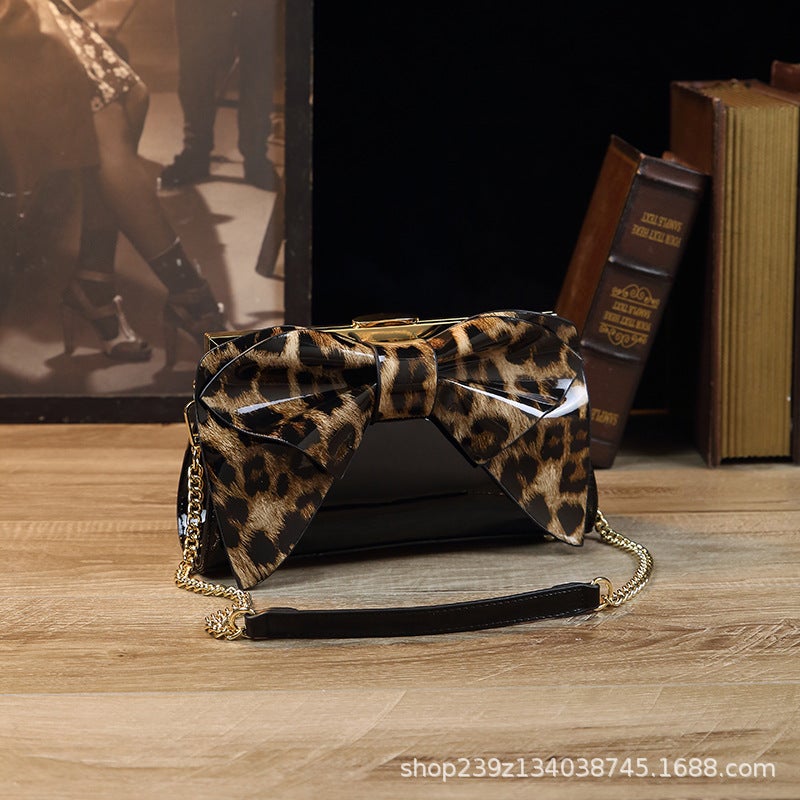 Underarm Bag High-End Sense Patent Leather Bag High-End Fashion Ladies Bow Bag All-Match Small Bag