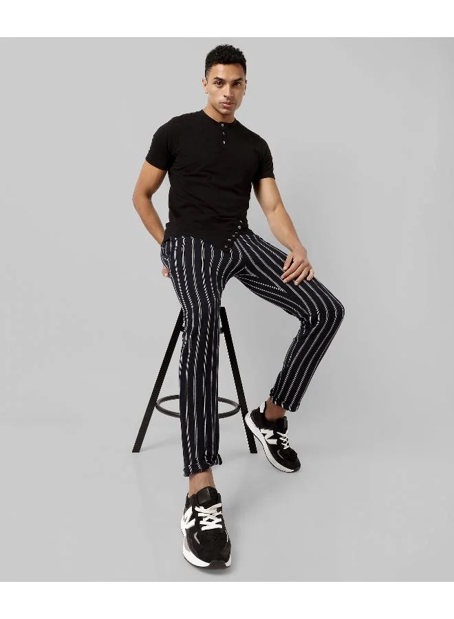 CAHOOT  Men's Black Striped Regular Fit Trackpants for Men | Best Price UAE