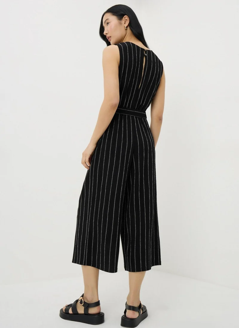 Matalan Black Black Stripe Belted Culotte Jumpsuit for Women | Best Price UAE
