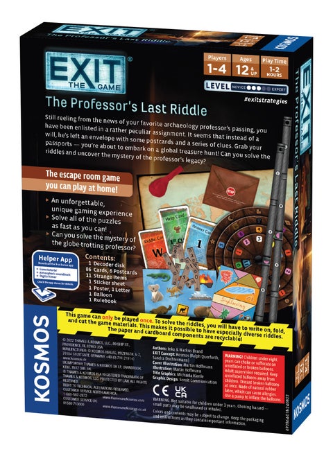 EXIT: The Professor's Last Riddle | Escape Room| Brainteasers | Mystery Solving | Treasure Hunt | Game | at-Home Escape Room