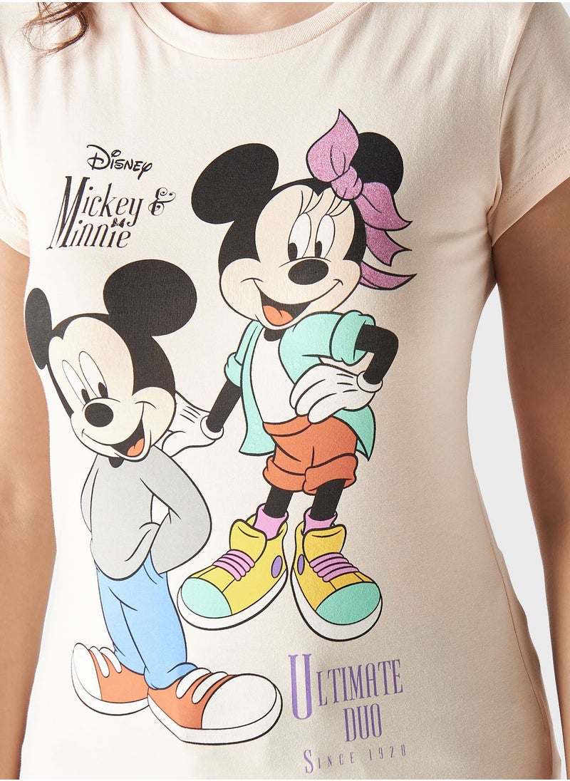 SP Characters - Mickey Mouse Print T-Shirt - Image 1