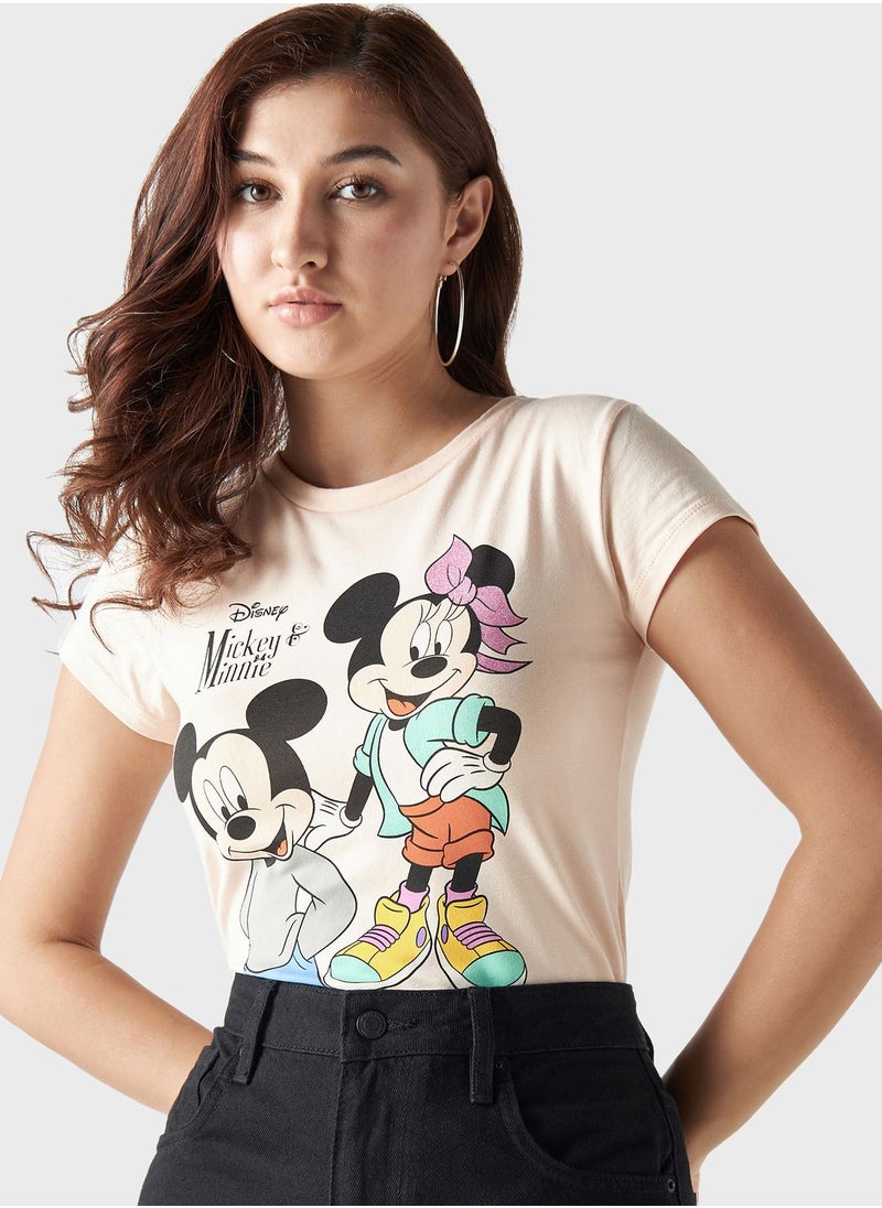 SP Characters - Mickey Mouse Print T-Shirt - Image 1