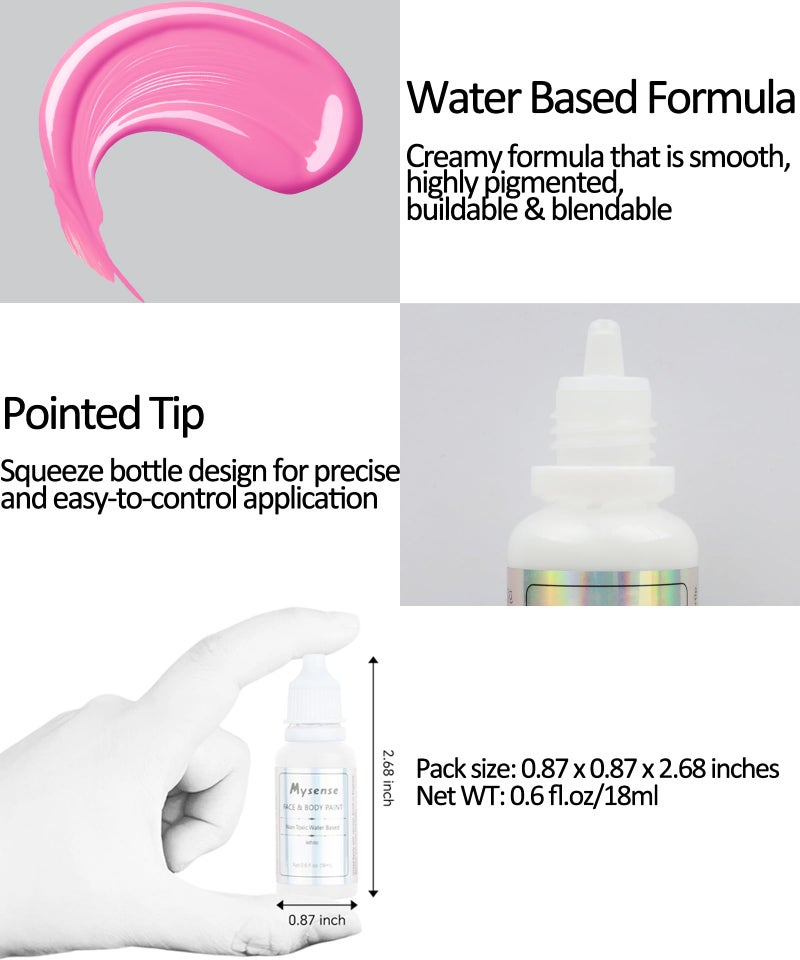 Mysense Hot Pink Face Body Paint,Water Based Washable Cream Body Painting for Adults and Children Halloween Costume Cosplay SFX Makeup,0.6oz - Image 2