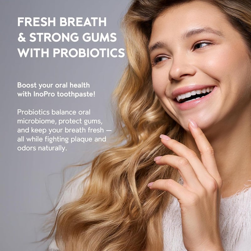 InoPro Whitening Hydroxyapatite Toothpaste with Probiotic for Sensitive Teeth Fluoride Free Enamel Repair Remineralizing Toothpaste SLS Free Baking Soda Coconut Oil 5oz - Image 4