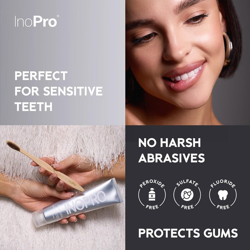 InoPro Whitening Hydroxyapatite Toothpaste with Probiotic for Sensitive Teeth Fluoride Free Enamel Repair Remineralizing Toothpaste SLS Free Baking Soda Coconut Oil 5oz - Image 2