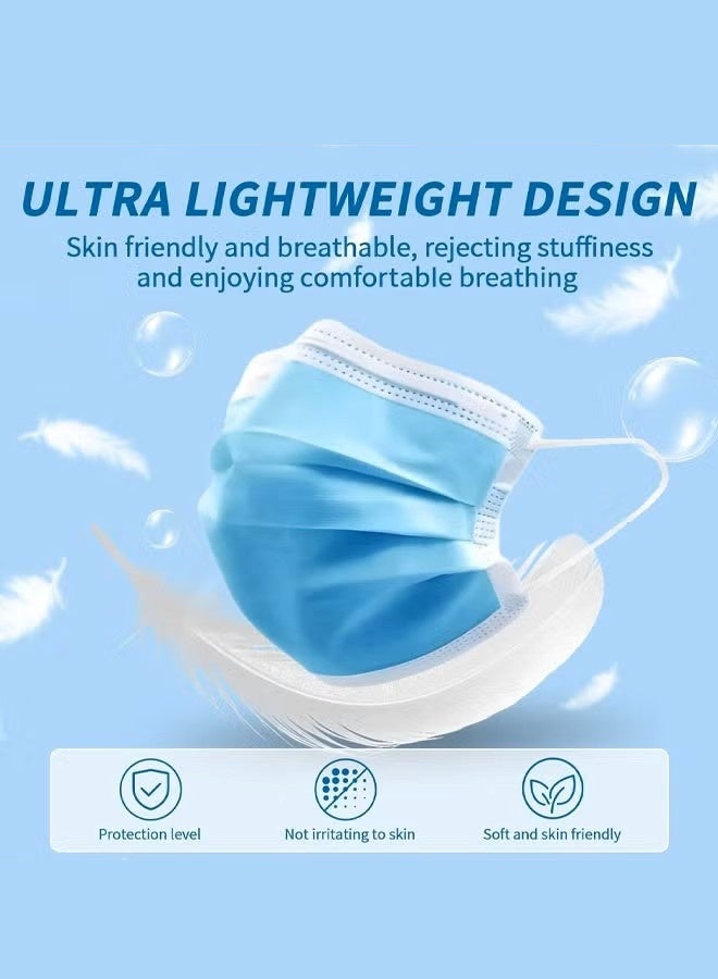 عبوة من 50 كمامة زرقاء للاستخدام مرة واحدة، ثلاث طبقات، قابلة للتنفس، مناسبة للبالغين، مثالية للاستخدام في الهواء الطلق، المنزل، المكتب، المدرسة - Image 4