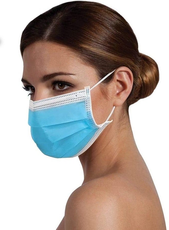 عبوة من 50 كمامة زرقاء للاستخدام مرة واحدة، ثلاث طبقات، قابلة للتنفس، مناسبة للبالغين، مثالية للاستخدام في الهواء الطلق، المنزل، المكتب، المدرسة - Image 2