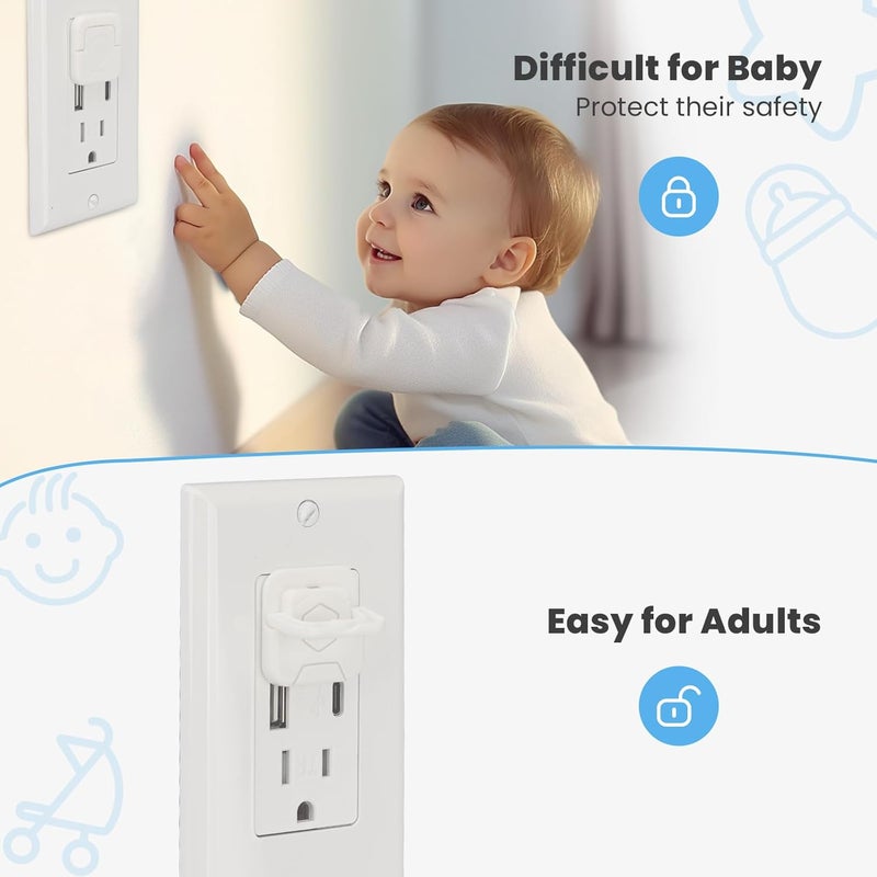 PLUGTUL Store 32 Pack Outlet Covers Baby Proofing, Socket Covers with Hidden Pull Handle, Child Safety Outlet Covers - Image 3