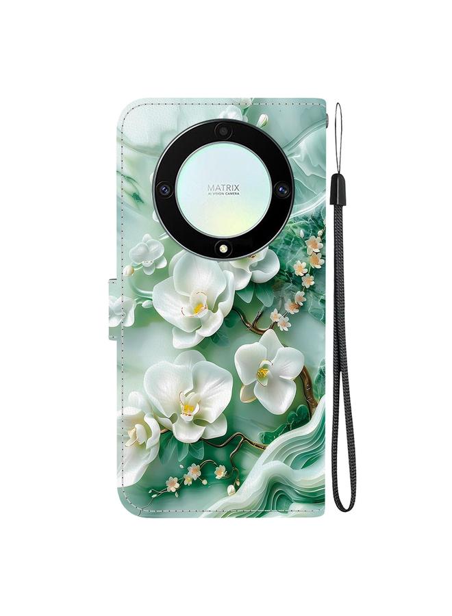 اس-توب جراب هاتف Honor X9a من الجلد برسومات ملونة وملمس كريستالي - Image 3