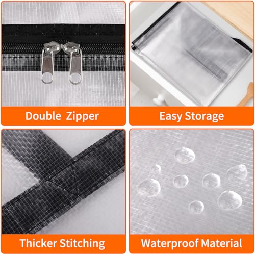 TasticTotes 8 Pack Clear Storage Bags for Comforter, Clothes & Bedding, Plastic Blanket Storage with Zipper and Handle, Moving Bags, Closet Organizer and Under-Bed Storage (40L) - Image 3