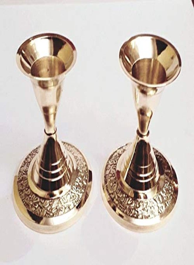S.S TRADERS حامل شموع نحاسي من إس إس تريدرز بنقش كانجورا سادة (حجم قياسي، ذهبي) - Image 5