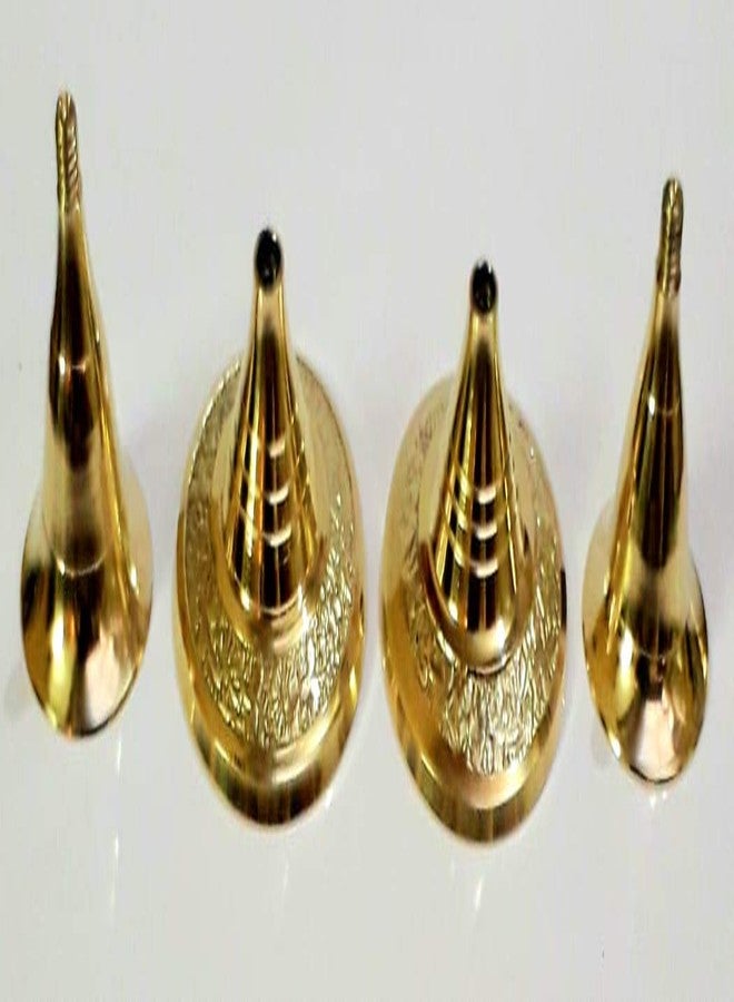 S.S TRADERS حامل شموع نحاسي من إس إس تريدرز بنقش كانجورا سادة (حجم قياسي، ذهبي) - Image 4