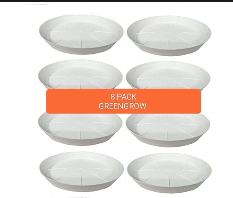GREENGROW Gamla Tray 10 Inch for Plant Pots Planter Bottom Plate Plastic Drip Tray (White, Pack of 6) - Image 4