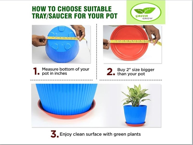 GREENGROW Gamla Tray 10 Inch for Plant Pots Planter Bottom Plate Plastic Drip Tray (White, Pack of 6) - Image 2