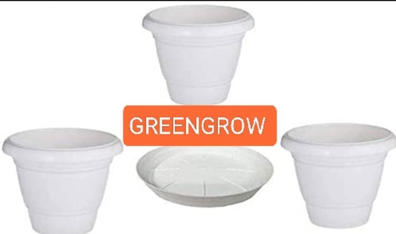 GREENGROW Gamla Tray 10 Inch for Plant Pots Planter Bottom Plate Plastic Drip Tray (White, Pack of 6) - Image 5