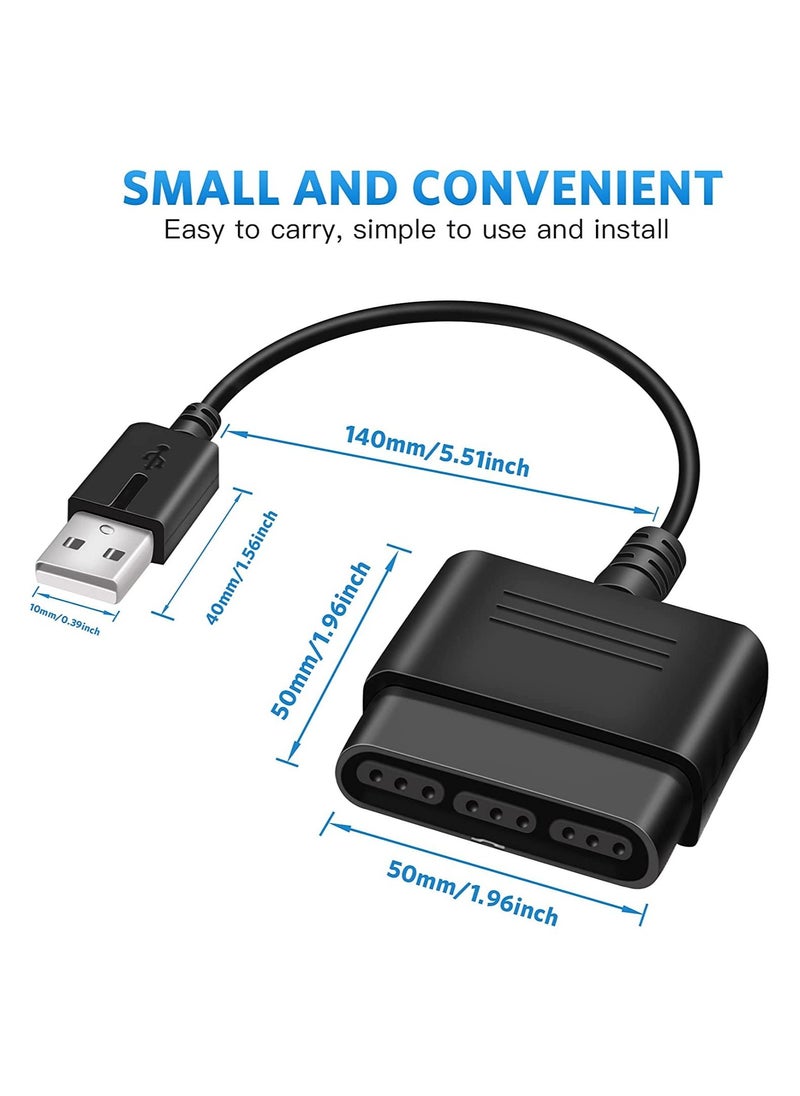Y&D - PS2 Controller to USB Adapter Converter Cable, Compatible with Sony PS1/PS2 Gamepad PS3/PC (Black) - Image 1
