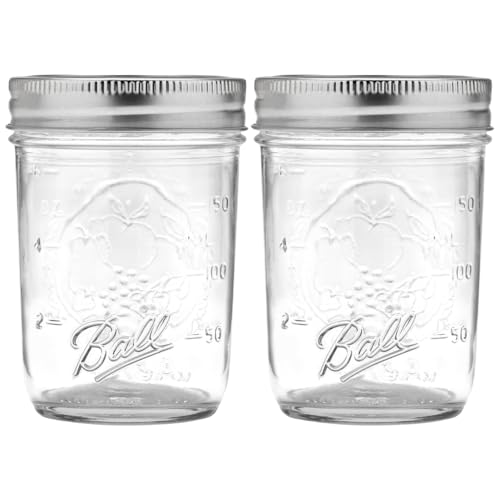 Ball Regular Mouth Mason Jars with Lids & Bands, Half Pint, 8-oz (2-Pack) - Image 1