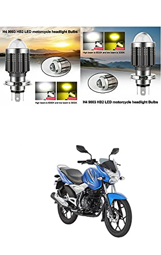 PRIKNIK Led Headlight Bulb with Lens 28W Two Color White/Yellow Light H4 Lamp Compatible With B-ajaj Discover 125 DTS-i - Image 4