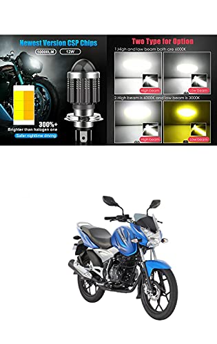 PRIKNIK Led Headlight Bulb with Lens 28W Two Color White/Yellow Light H4 Lamp Compatible With B-ajaj Discover 125 DTS-i - Image 2