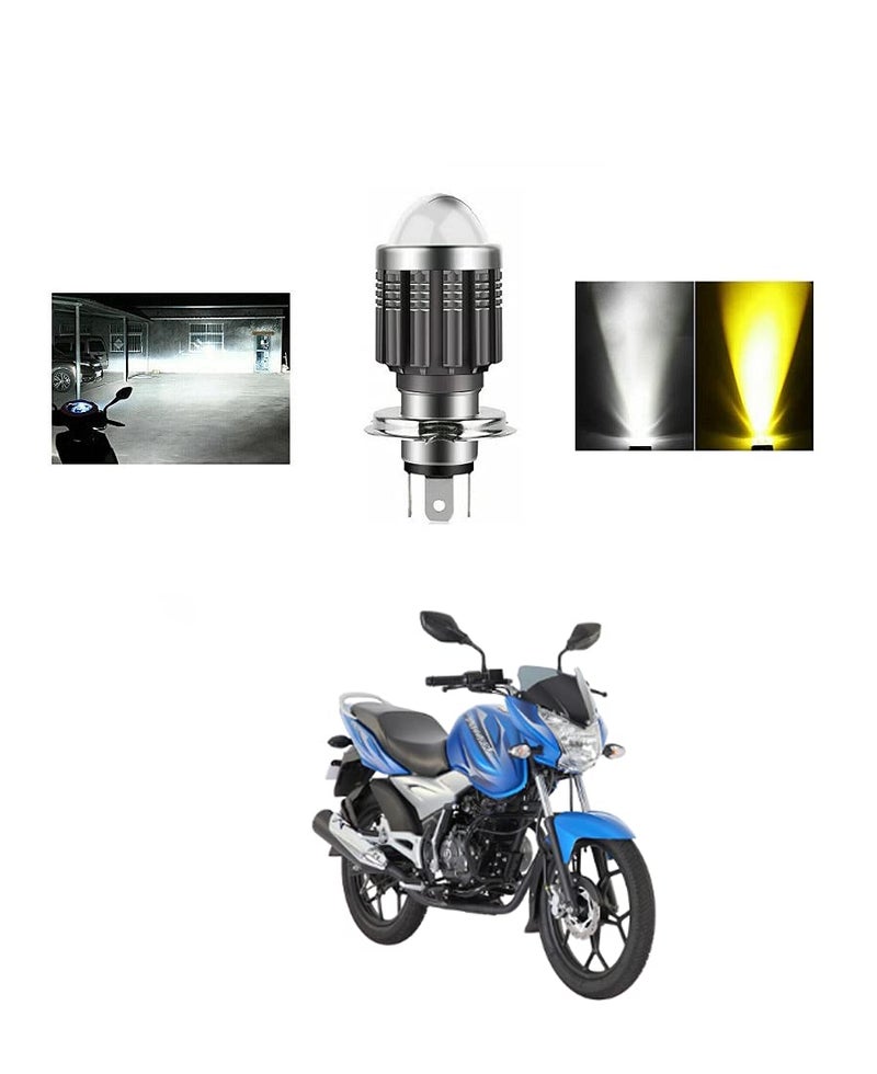 PRIKNIK Led Headlight Bulb with Lens 28W Two Color White/Yellow Light H4 Lamp Compatible With B-ajaj Discover 125 DTS-i - Image 5