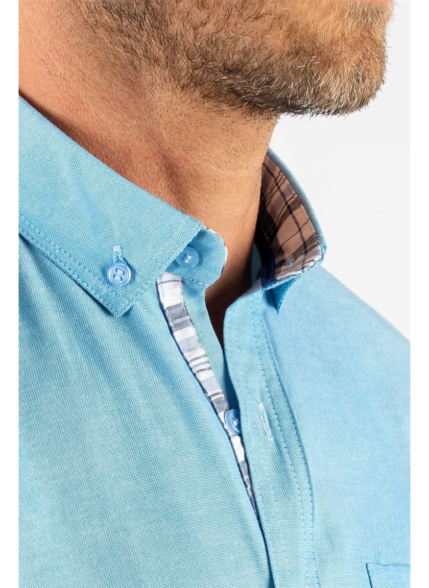 تودورس Classic Fit Button Collar Cotton Easy Iron Oxford Plain Men's Shirt