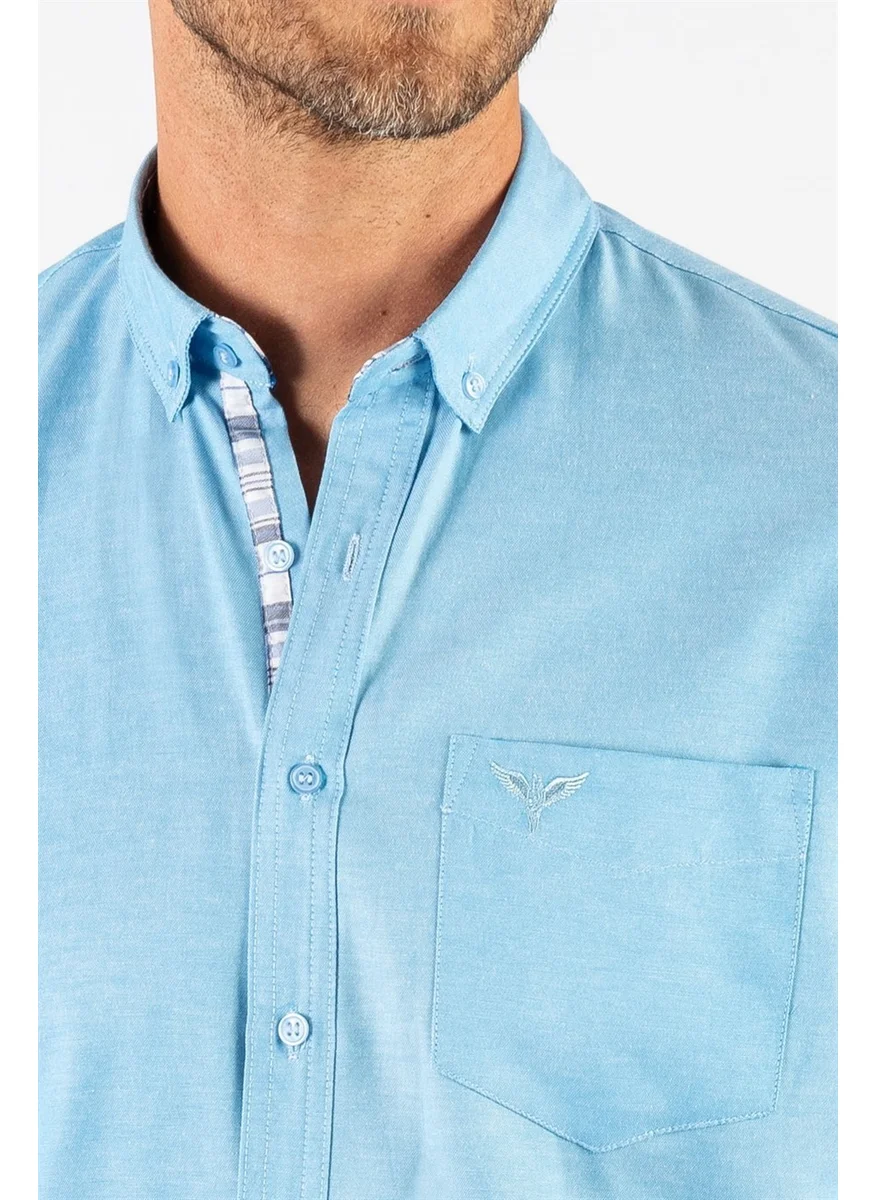 تودورس Classic Fit Button Collar Cotton Easy Iron Oxford Plain Men's Shirt