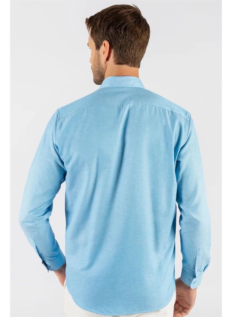 تودورس Classic Fit Button Collar Cotton Easy Iron Oxford Plain Men's Shirt