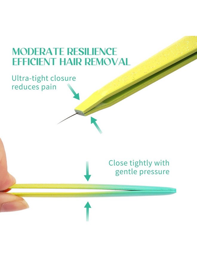 فادڤان مجموعة ملاقط الحواجب، 5 قطع ملاقط لإزالة شعر الوجه للنساء، مقص حواجب لإزالة الشعر الناشئ تحت الجلد، ملاقط احترافية دقيقة من الفولاذ المقاوم للصدأ، ملاقط حواجب للنساء والرجال (ليموني) - Image 3