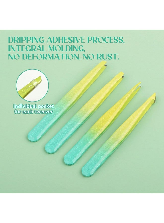 فادڤان مجموعة ملاقط الحواجب، 5 قطع ملاقط لإزالة شعر الوجه للنساء، مقص حواجب لإزالة الشعر الناشئ تحت الجلد، ملاقط احترافية دقيقة من الفولاذ المقاوم للصدأ، ملاقط حواجب للنساء والرجال (ليموني) - Image 5