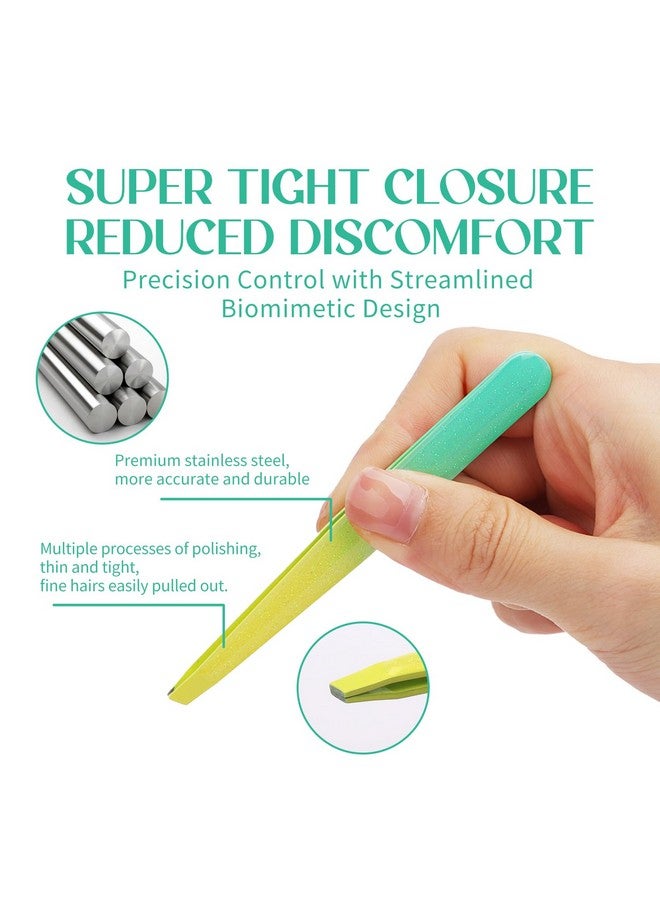 فادڤان مجموعة ملاقط الحواجب، 5 قطع ملاقط لإزالة شعر الوجه للنساء، مقص حواجب لإزالة الشعر الناشئ تحت الجلد، ملاقط احترافية دقيقة من الفولاذ المقاوم للصدأ، ملاقط حواجب للنساء والرجال (ليموني) - Image 2