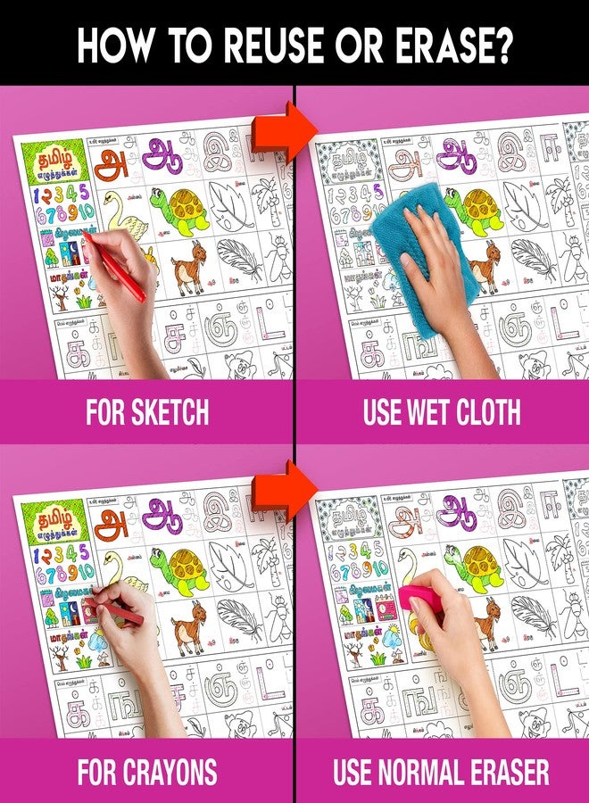 Inkmeo | Tamil Alphabet Colouring Roll | AR Enabled | Interactive Educational Learning Chart | for Kids | Ages 2+ | Educational Gift | Size (18 X 84 Inches) | Language Development - Image 5