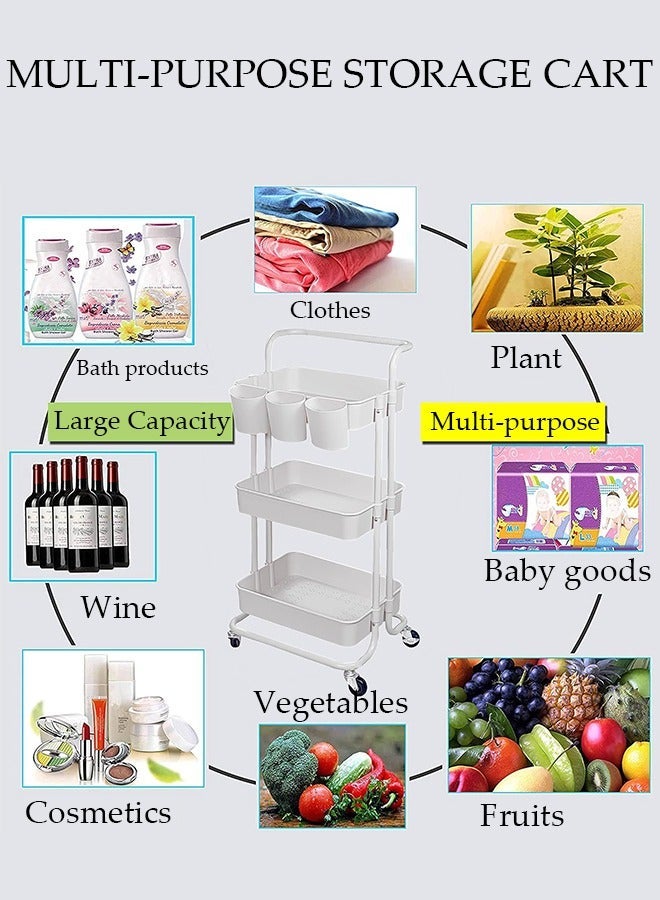 DUNISO 4 Tier Storage rolling cart with 4 Universal Wheels, Multipurpose Organizer Trolley, Rolling Utility Shelves for Narrow Space, Kitchen, Bathroom, Laundry, Living Room - Image 2