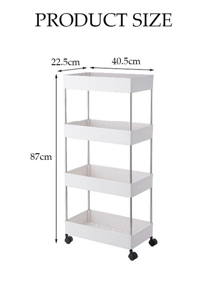 DUNISO 4 Tier Storage rolling cart with 4 Universal Wheels, Multipurpose Organizer Trolley, Rolling Utility Shelves for Narrow Space, Kitchen, Bathroom, Laundry, Living Room - Image 4