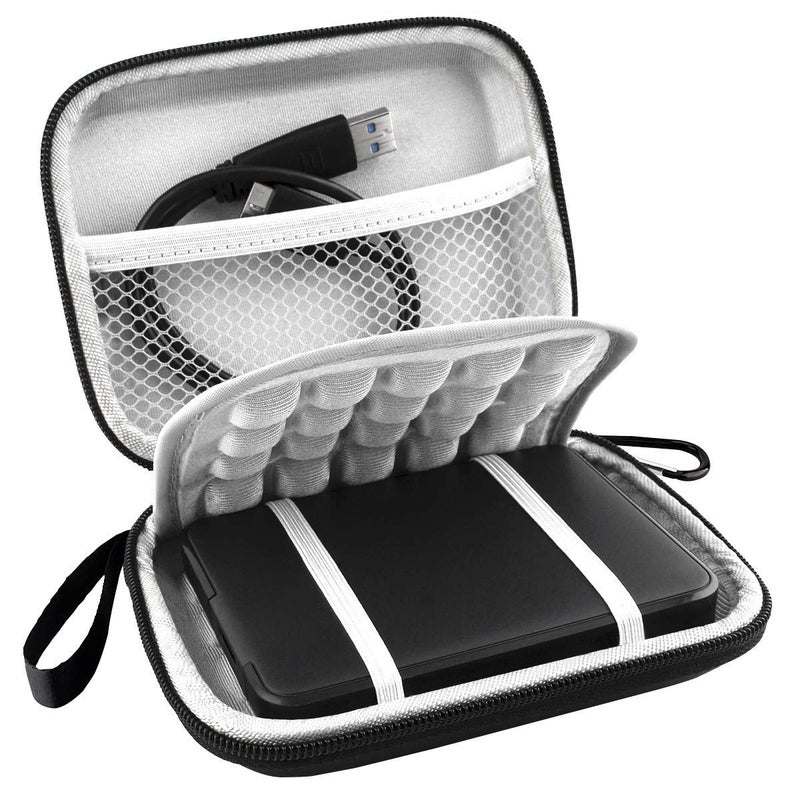 Lacdo External Hard Drive Carry Case for Western Digital WD My Passport Mac Ultra WD Elements SE WD Gaming 2.5 Inch Shockproof Travel Bag HDD 1TB 2TB 3TB 4TB 5TB EVA Portable Storage Cable Case, Black