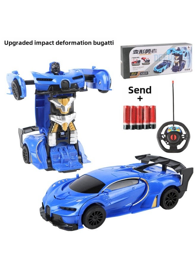Remote Control Car Toy - Mini Tank Turret Cannon - 2.4ghz Radio Control Indoor Outdoor Play Ready-to-run-Color:Upgraded Bugatti-sky Blue (impact Deformation With Remote Control + Send 5 Ordinary Batteries)-Proportion:Official Standard  - Image 1