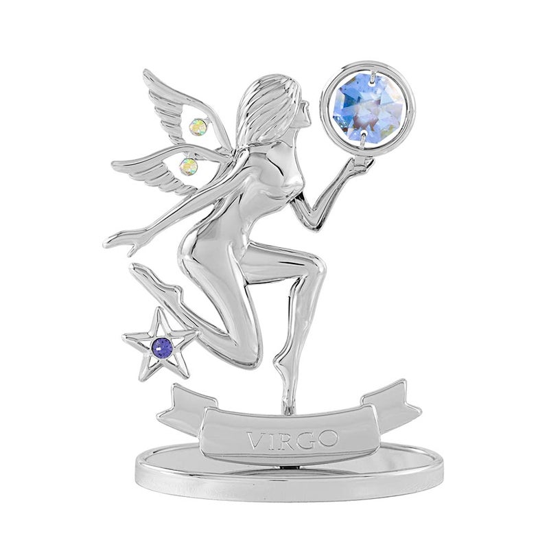 CRYSTOCRAFT Virgo Gift  Constellation Ornament  Chrome Plated Craft with Austrian Crystal  Zodiac Sign Crystal Ornament  Constellation Decor Collection Gift for Birthday Christmas (Virgo(Silver)) - Image 1