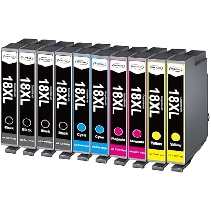 18XL INK CARTRIDGES FOR EPSON 18XL HIGH YIELD INK COMPATIBLE WITH EXPRESSION HOME XP-322 XP322 XP-305 XP305 XP-312 XP312 XP405 XP-202 (10-PACK) - Image 1