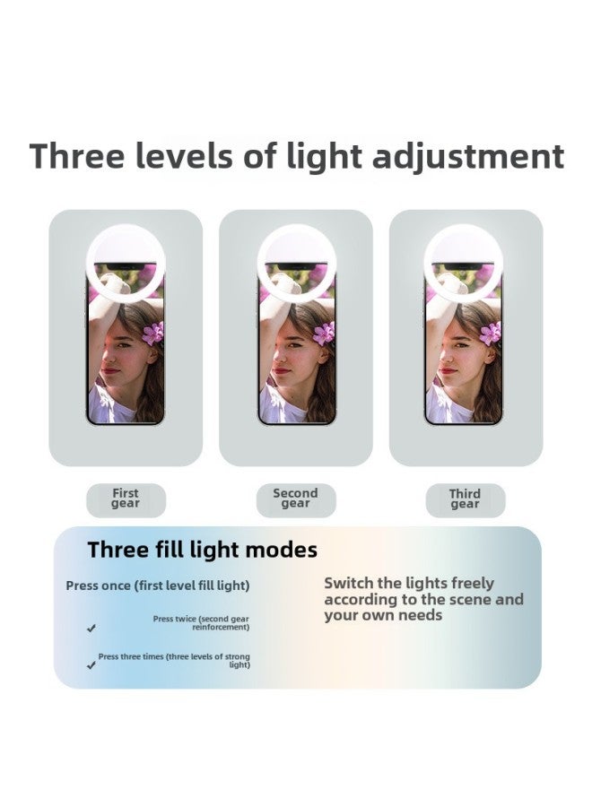 Rk12 Mobile Phone Fill Light Usb Round Charging Fill Light Beauty Selfie Mobile Phone Fill Light Wholesale-Color:High Quality: Black 36 Lamp Beads (150 MA)  - Image 5