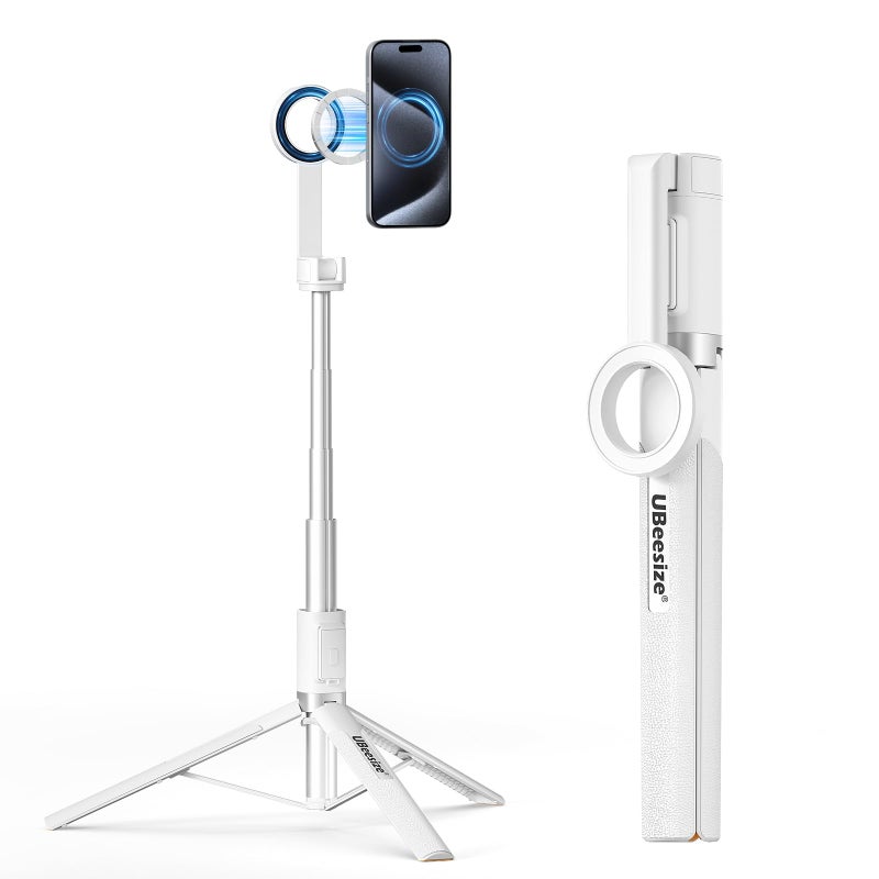 UBeesize Magnetic Tripod for iPhone with Remote 64 Extendable Phone Stand for Video RecordingVlogging N52 Strong Holder for iPhone 1215Android Portable Travel Selfie Stick TripodWhite - Image 2