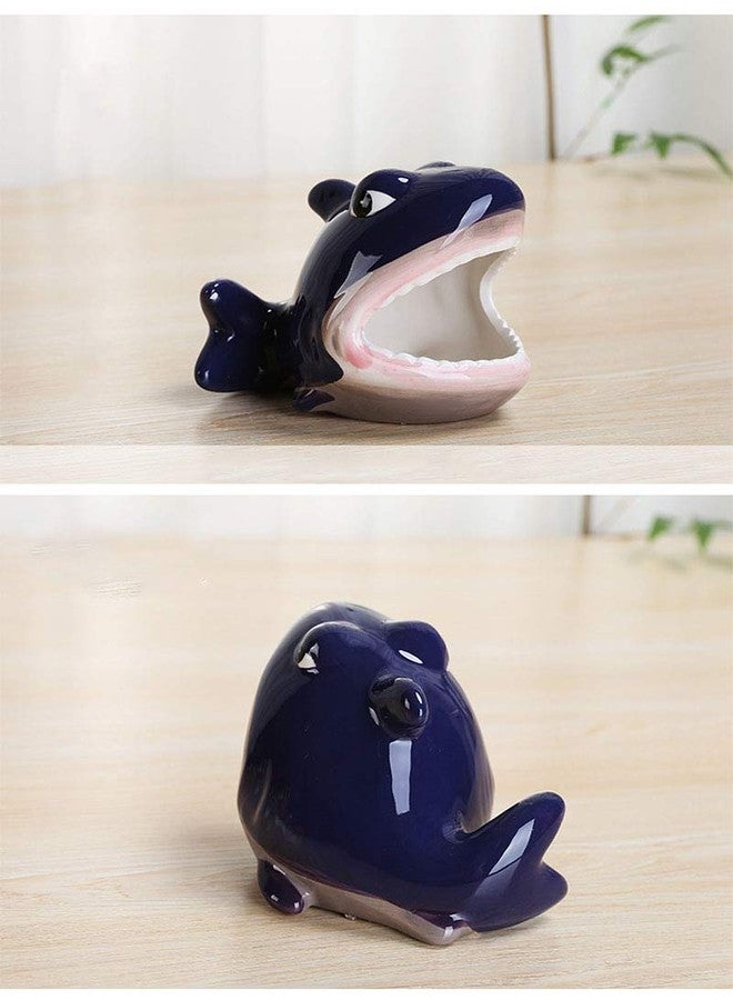 CHUQIANTONG Hamster House Ceramic Shark Shape Small Pet Hideout Nest-Hamster Sand Bath-Chinchilla Dust Bath Nesting Habitat Cage Accessories(Shark) - Image 2