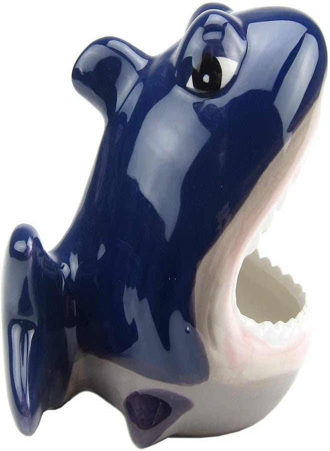CHUQIANTONG Hamster House Ceramic Shark Shape Small Pet Hideout Nest-Hamster Sand Bath-Chinchilla Dust Bath Nesting Habitat Cage Accessories(Shark) - Image 4