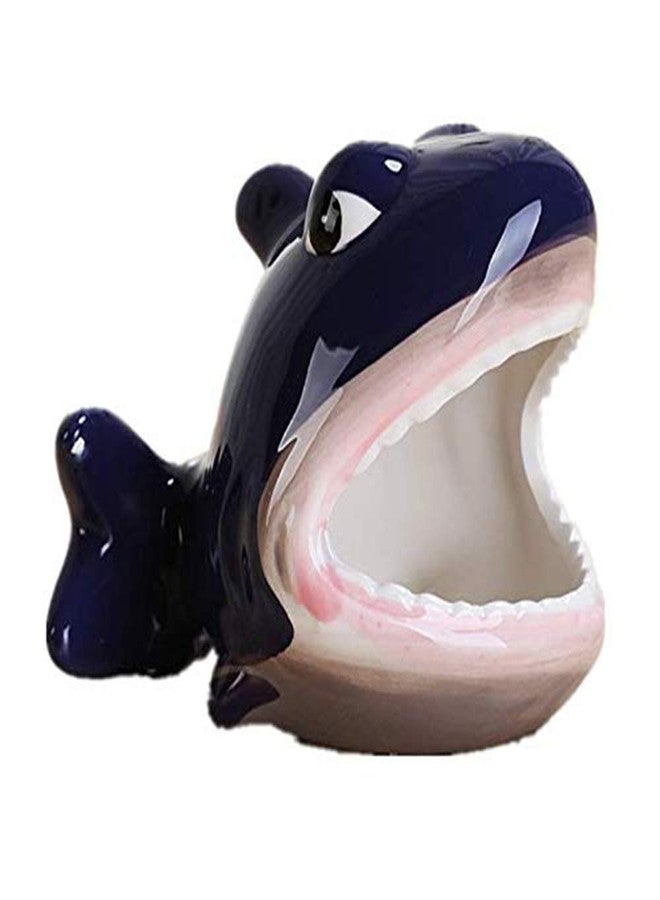 CHUQIANTONG Hamster House Ceramic Shark Shape Small Pet Hideout Nest-Hamster Sand Bath-Chinchilla Dust Bath Nesting Habitat Cage Accessories(Shark) - Image 3