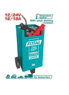 TOTAL TOTAL 12/24V Battery Charger and Starter, 16/18A Charging & Boost Current, Normal & Quick Charging Functions for 70-300Ah Batteries, Auto Battery Jump Starter  - Image 1