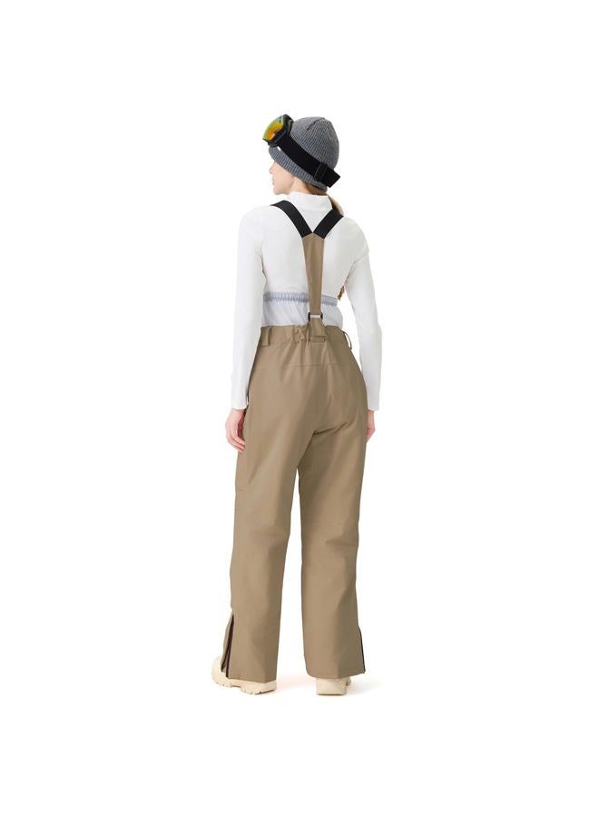 GS SNOWING Women's Snow Ski Pants Waterproof Insulated Snowboard Bibs Outdoor Winter Warm with Detachable Suspender, Khaki, M - Image 5