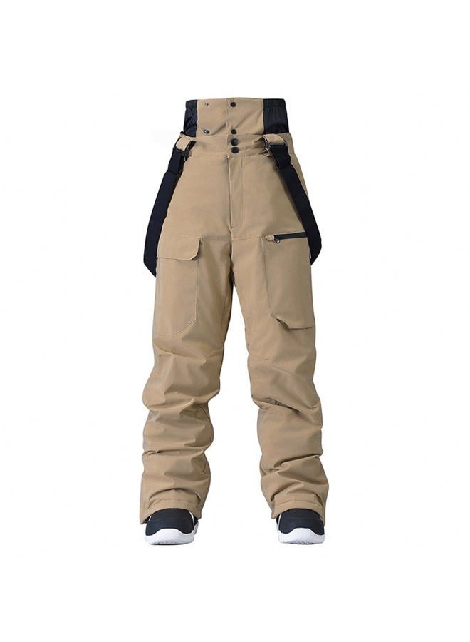 GS SNOWING Women's Snow Ski Pants Waterproof Insulated Snowboard Bibs Outdoor Winter Warm with Detachable Suspender, Khaki, M - Image 1