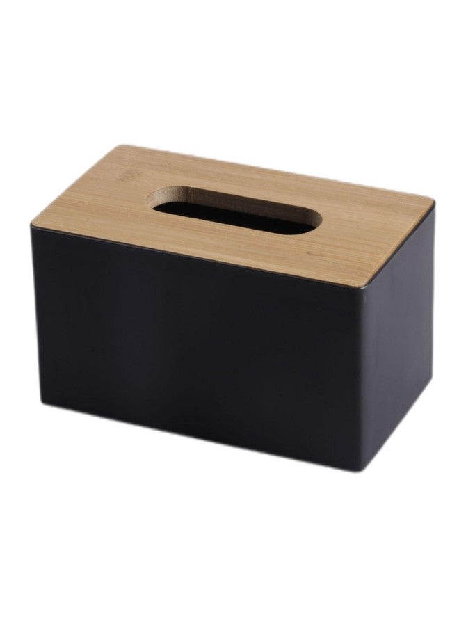 LSLANSOON Wood Tissue Box Cover for Facial Tissues, Wooden Cover Plastic Box Tissue Holder for Household, Restaurant, Office, Hotel Rooms (Black) - Image 1